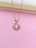 Rose Gold Daisy Flower Charm Necklace Bridesmaid Wedding Gift Ideas, Personalized Customized Made to Order Jewelry, AN5470