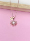 Rose Gold Daisy Flower Charm Necklace Bridesmaid Wedding Gift Ideas, Personalized Customized Made to Order Jewelry, AN5470