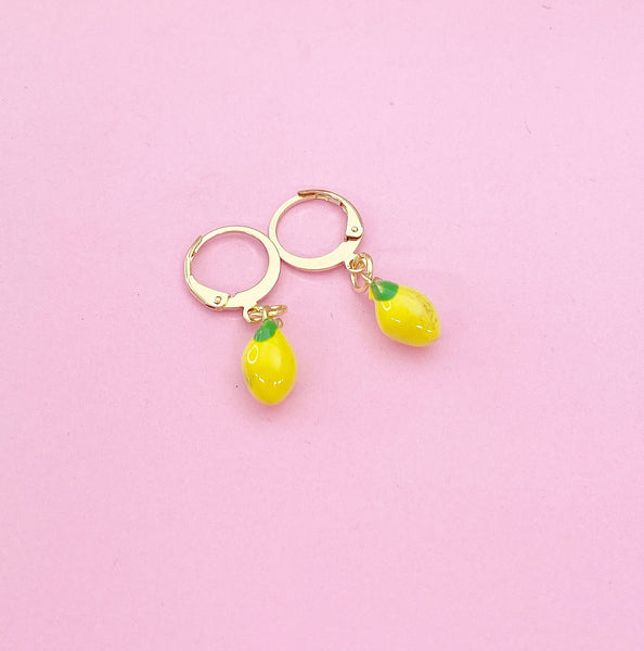 Gold Yellow Lemon Earrings, N3220
