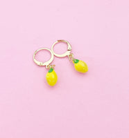 Gold Yellow Lemon Earrings, N3220