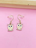 Gold Owl Earrings, Cute Owl Bird Charm Earrings, N3130