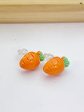 Orange Carrot 925 Sterling Silver Stud Earrings Easter Gifts Idea Made to Order Jewelry, AN5489