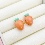 Orange Carrot 925 Sterling Silver Stud Earrings Easter Gifts Idea Made to Order Jewelry, AN5489