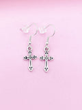 Silver Cross Charm Earrings, Cross Jewelry, N1437
