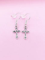 Silver Cross Charm Earrings, Cross Jewelry, N1437