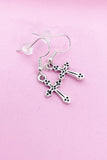 Silver Cross Charm Earrings, Cross Jewelry, N1437