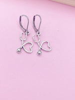 Silver Stethoscope Charm Earrings, AN1002