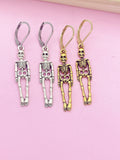 Silver or Gold Halloween Skeleton Charm Earrings, AN449