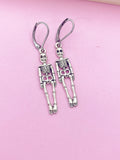 Silver Halloween Skeleton Charm Earrings, BN449