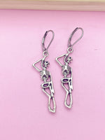 Silver Halloween Skeleton Charm Earrings, Gothic, AN1245