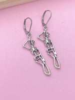 Silver Halloween Skeleton Charm Earrings, Gothic, AN1245