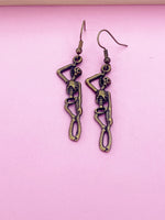 Bronze Halloween Skeleton Charm Earrings, Gothic, BN1245