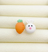 Cute White Rabbit and Orange Carrot 925 Sterling Silver Stud Earrings Easter Gifts Idea Made to Order Jewelry, N5489