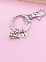 Silver Megaphone Cheerleader Charm Keychain Cheerleader Gifts Idea Personalized Made to Order Jewelry, AN5299