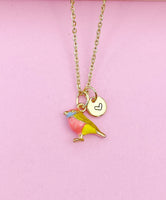 Gold Bird Charm Necklace Backyard Bird Watch Gift Ideas Personalized Customized Jewelry, N1074