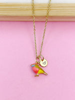 Gold Bird Charm Necklace Backyard Bird Watch Gift Ideas Personalized Customized Jewelry, N1074