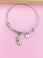 Silver Mother and Baby Giraffe Charm Bracelet Mother's Day Gifts Ideas Personalized Customized Made to Order Jewelry, N3338