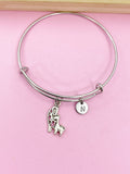 Silver Mother and Baby Giraffe Charm Bracelet Mother's Day Gifts Ideas Personalized Customized Made to Order Jewelry, N3338