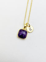 Gold Natural Amethyst Necklace February Birthday Gift Ideas Personalized Customized Jewelry, N3437