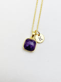 Gold Natural Amethyst Necklace February Birthday Gift Ideas Personalized Customized Jewelry, N3437