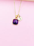 Gold Natural Amethyst Necklace February Birthday Gift Ideas Personalized Customized Jewelry, N3437