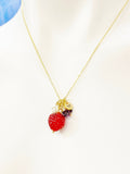 Gold Strawberry Necklace, February Natural Amethyst Gemstone, Personalized Customized Made to Order Jewelry Gift Idea, 2N4983