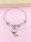 Soccer Ball Charm Bracelet, Personalized Initial, Soccer Team Gift