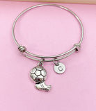 Soccer Ball Charm Bracelet, Personalized Initial, Soccer Team Gift