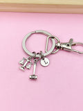 Lawyer Keychain, Scales, Gavel Charm, Initial Keyring