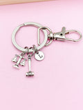 Lawyer Keychain, Scales, Gavel Charm, Initial Keyring