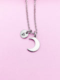 Silver Celestial Moon Charm Necklace Daughter Gift Ideas Personalized Customized Jewelry, BN4444