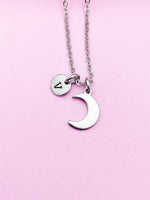 Silver Celestial Moon Charm Necklace Daughter Gift Ideas Personalized Customized Jewelry, BN4444