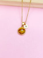 Tiger Eye Necklace, Gold Natural Tiger Eye Gemstone Jewelry, Birthstone Jewelry, Birthday Gift, Personalized Gift, Christmas Gift, N3837