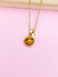 Tiger Eye Necklace, Gold Natural Tiger Eye Gemstone Jewelry, Birthstone Jewelry, Birthday Gift, Personalized Gift, Christmas Gift, N3837