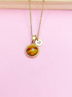 Tiger Eye Necklace, Gold Natural Tiger Eye Gemstone Jewelry, Birthstone Jewelry, Birthday Gift, Personalized Gift, Christmas Gift, N3837