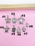 Turtle Charm Keychain, Turtle Love Pet Gifts Idea, Personalized Made to Order Jewelry, N1248A
