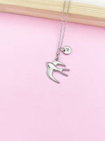 Silver Swallow Bird Charm Necklace Mother Daughter Jewelry Gifts Ideas, Personalized Customized Jewelry, N785B