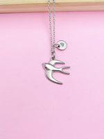 Silver Swallow Bird Charm Necklace Mother Daughter Jewelry Gifts Ideas, Personalized Customized Jewelry, N785B