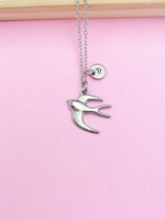 Silver Swallow Bird Charm Necklace Mother Daughter Jewelry Gifts Ideas, Personalized Customized Jewelry, N785B