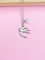 Silver Swallow Bird Charm Necklace Mother Daughter Jewelry Gifts Ideas, Personalized Customized Jewelry, N785B