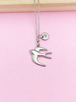 Silver Swallow Bird Charm Necklace Mother Daughter Jewelry Gifts Ideas, Personalized Customized Jewelry, N785B