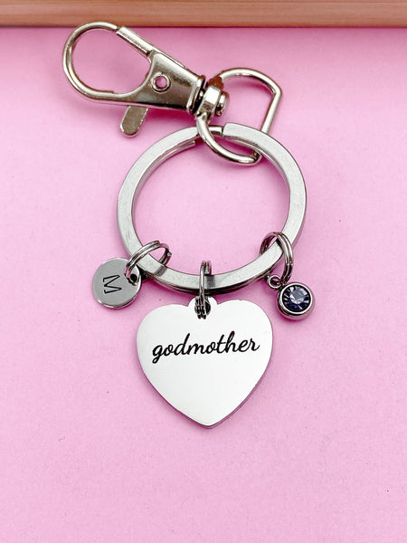 Stainless Steel Godmother Keychain Name, Tag, Badge, Best Seller Christmas Gifts for Godmother, D072