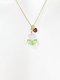 Gold Pink Tulip Necklace, Tulip Charm, Gardening Gifts, Personized Birthday Gifts, N5303C
