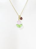 Gold Pink Tulip Necklace, Tulip Charm, Gardening Gifts, Personized Birthday Gifts, N5303C