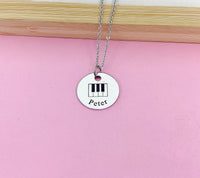 Silver Piano Keyboard Charm Necklace Music Instrument School Marching Band Gift Idea Personalized Customized Made to OrderD422