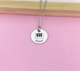 Silver Piano Keyboard Charm Necklace Music Instrument School Marching Band Gift Idea Personalized Customized Made to OrderD422