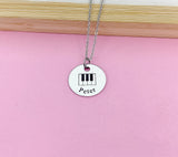 Silver Piano Keyboard Charm Necklace Music Instrument School Marching Band Gift Idea Personalized Customized Made to OrderD422