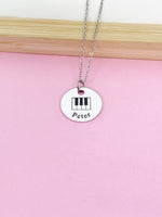 Silver Piano Keyboard Charm Necklace Music Instrument School Marching Band Gift Idea Personalized Customized Made to OrderD422