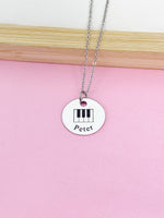 Silver Piano Keyboard Charm Necklace Music Instrument School Marching Band Gift Idea Personalized Customized Made to OrderD422