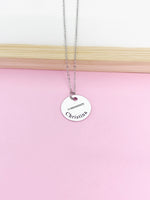 Silver Flute Charm Necklace Music Instrument School Marching Band Gifts Idea Personalized Customized Made to Order D423